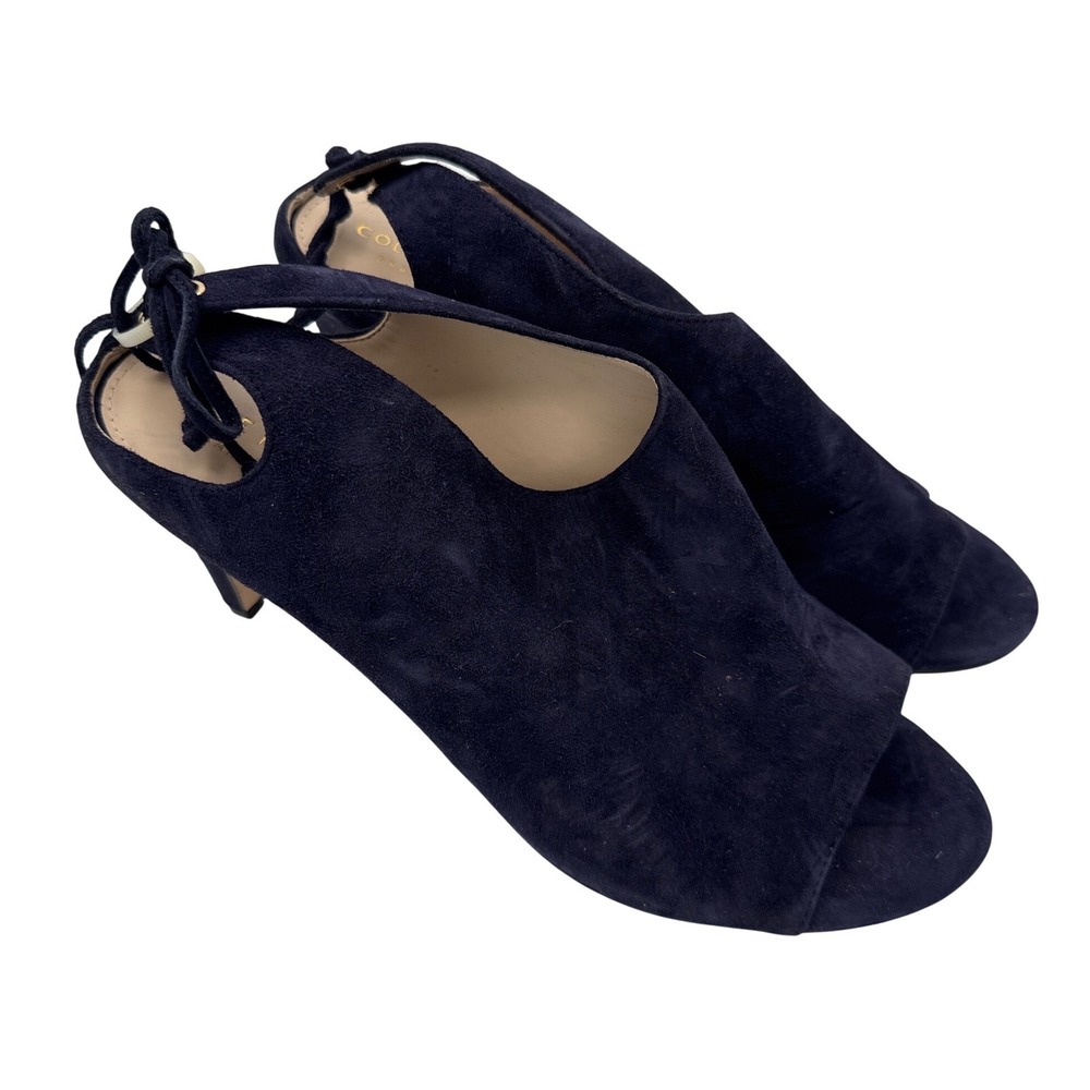 Cole Haan Grand OS Blue Suede Slingback Peep Open Toe Heel Pump Women Size 10